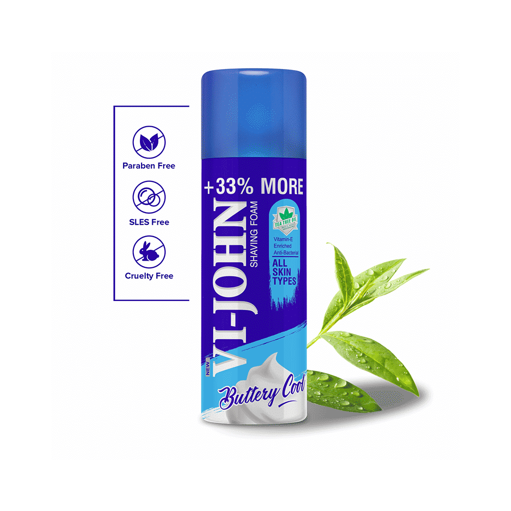 Vi-John Combo Pack of Buttery Cool Tea Tree Oil Shaving Foam (400gm) & Platinum Plated Master Stroke Razor (5) All Skin Type - Image 7