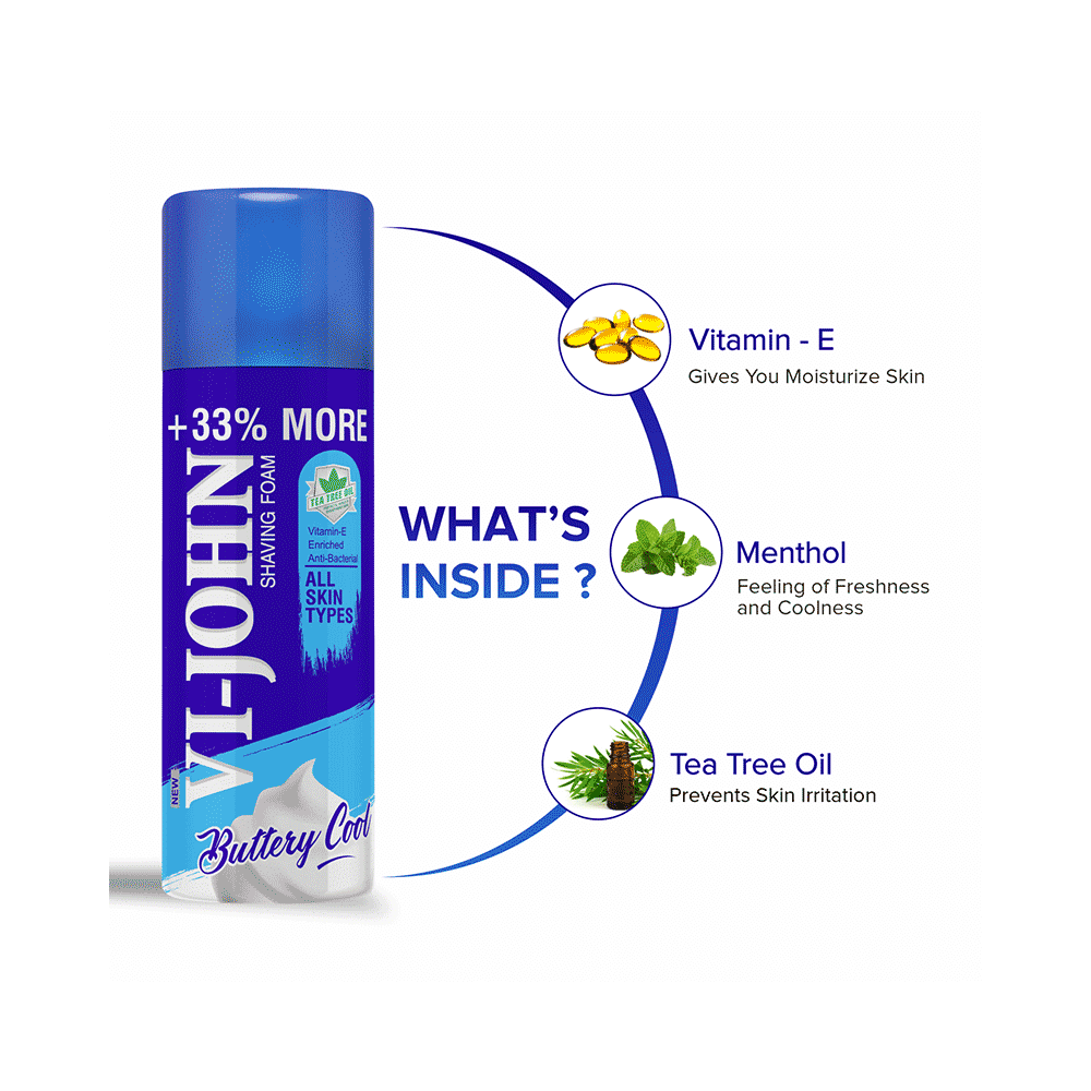 Vi-John Combo Pack of Buttery Cool Tea Tree Oil Shaving Foam (400gm) & Platinum Plated Master Stroke Razor (5) All Skin Type - Image 5