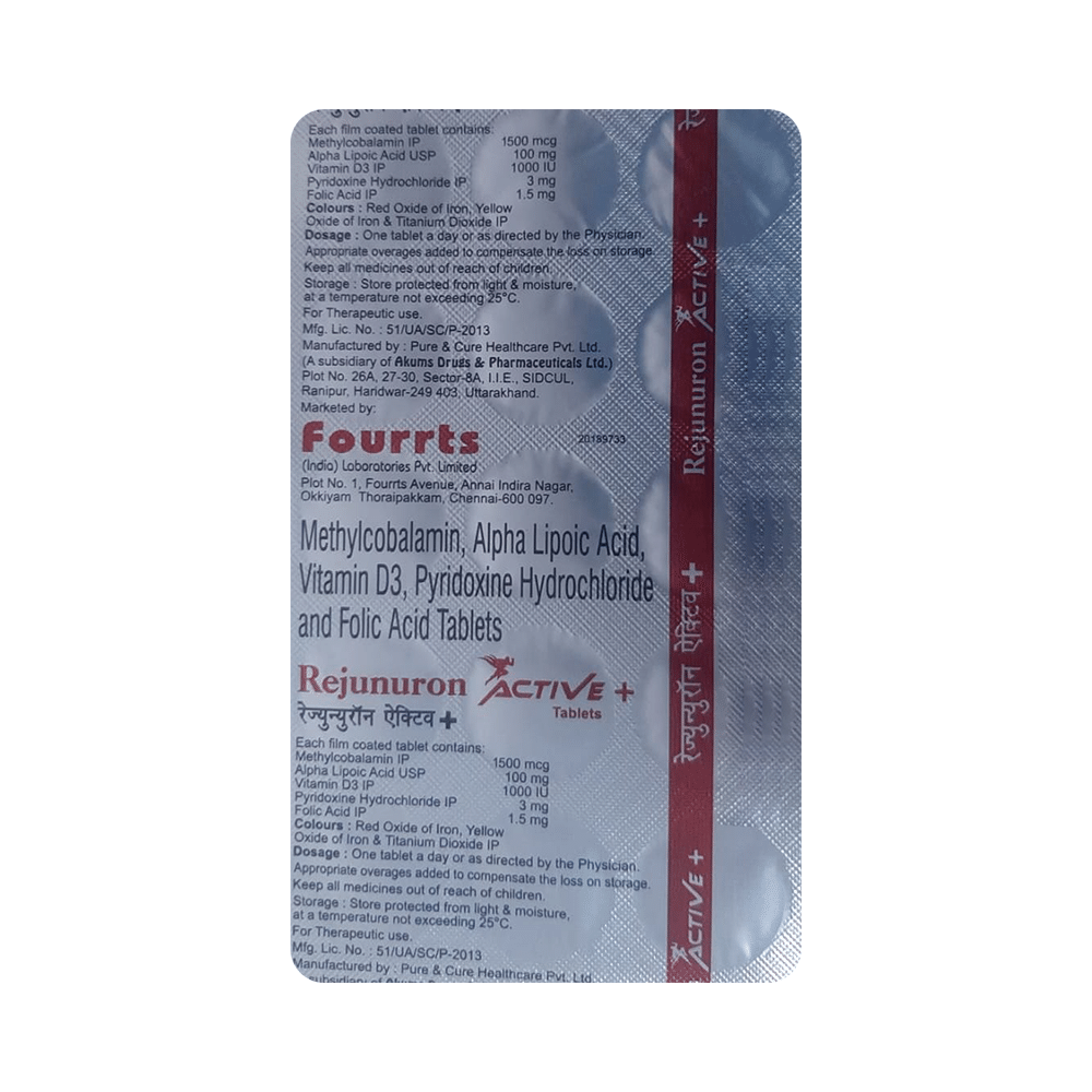 Rejunuron Active + | With Methylcobalamin, ALA, Vitamin D3 & Folic Acid | Tablet - Image 4