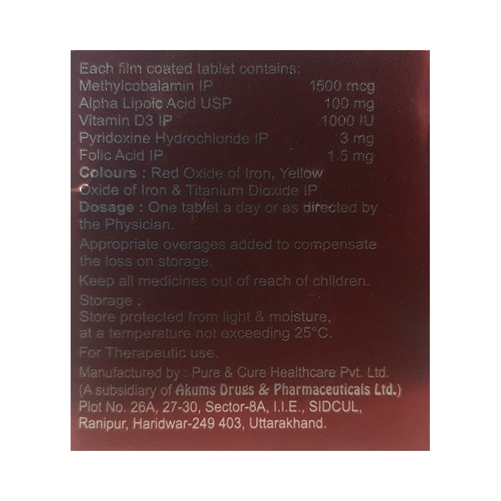 Rejunuron Active + | With Methylcobalamin, ALA, Vitamin D3 & Folic Acid | Tablet - Image 3