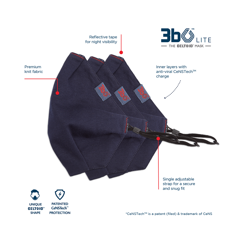 3bo XL Navy Deltoid Lite Face Mask with Knit Fabric - Image 2