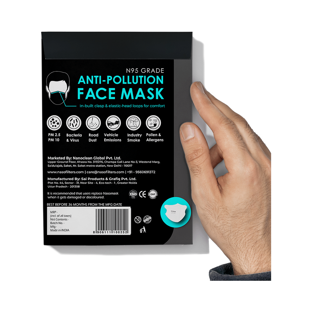 Nasomask N95 Anti-Pollution Face Mask with Headloop New Design White - Image 2