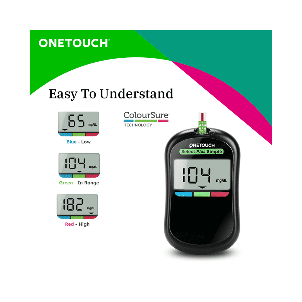 Combo Pack of OneTouch Select Plus Simple Glucometer with 10 Free Strips Black, OneTouch Select Plus Test Strip Green (25) & OneTouch Ultrasoft Lancets (25) - Image 5
