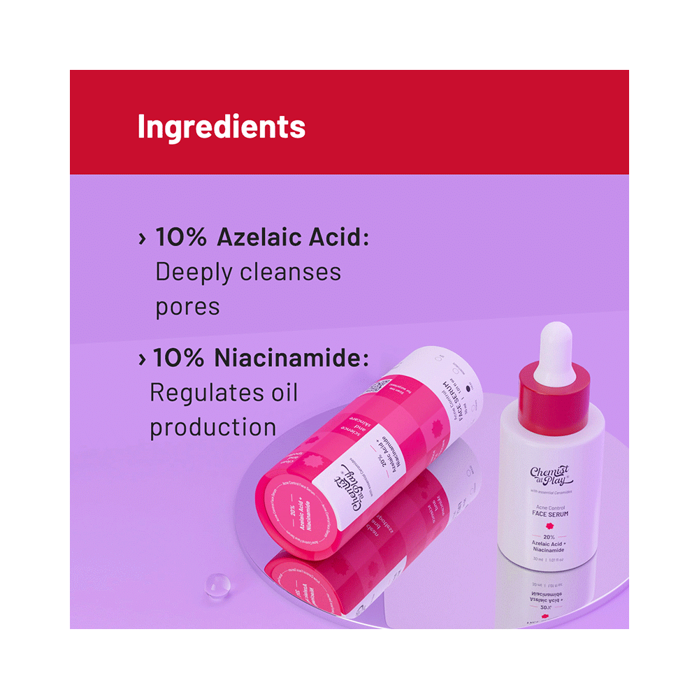 Chemist At Play 20%  Azelaic Acid + Niacinamide Acne Control Face Serum - Image 3