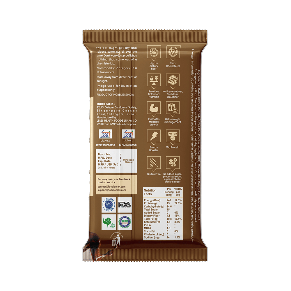 Foodiomax Protien Bar (60gm Each) Peanut Choco - Image 2
