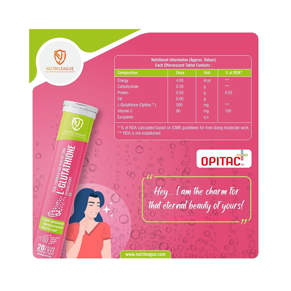 Nutrileague L-Glutathione Effervescent Tablet for Skin Rejuvenation (20 Each) - Image 4