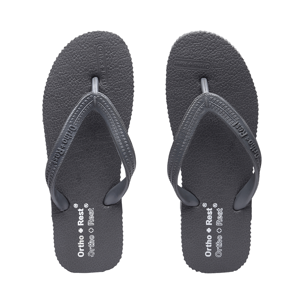 Ortho + Rest Unisex Hawaii Chappal Orthopedic Comfort, Bathroom Rubber Flip-Flops Grey 6 - Image 2