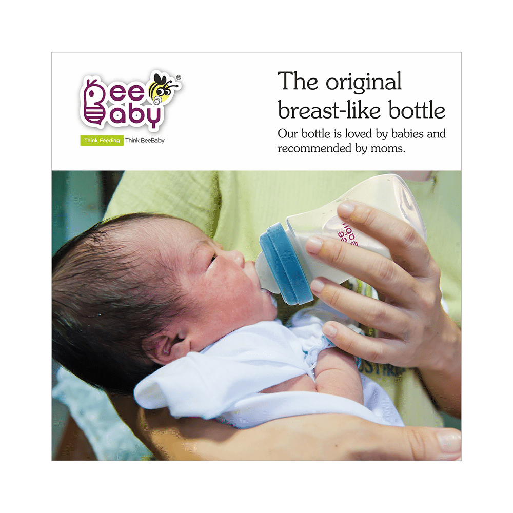 BeeBaby Ease Wide Neck Baby Feeding Bottle with Anti-Colic Soft Silicone Nipple 8 months + Blue - Image 7