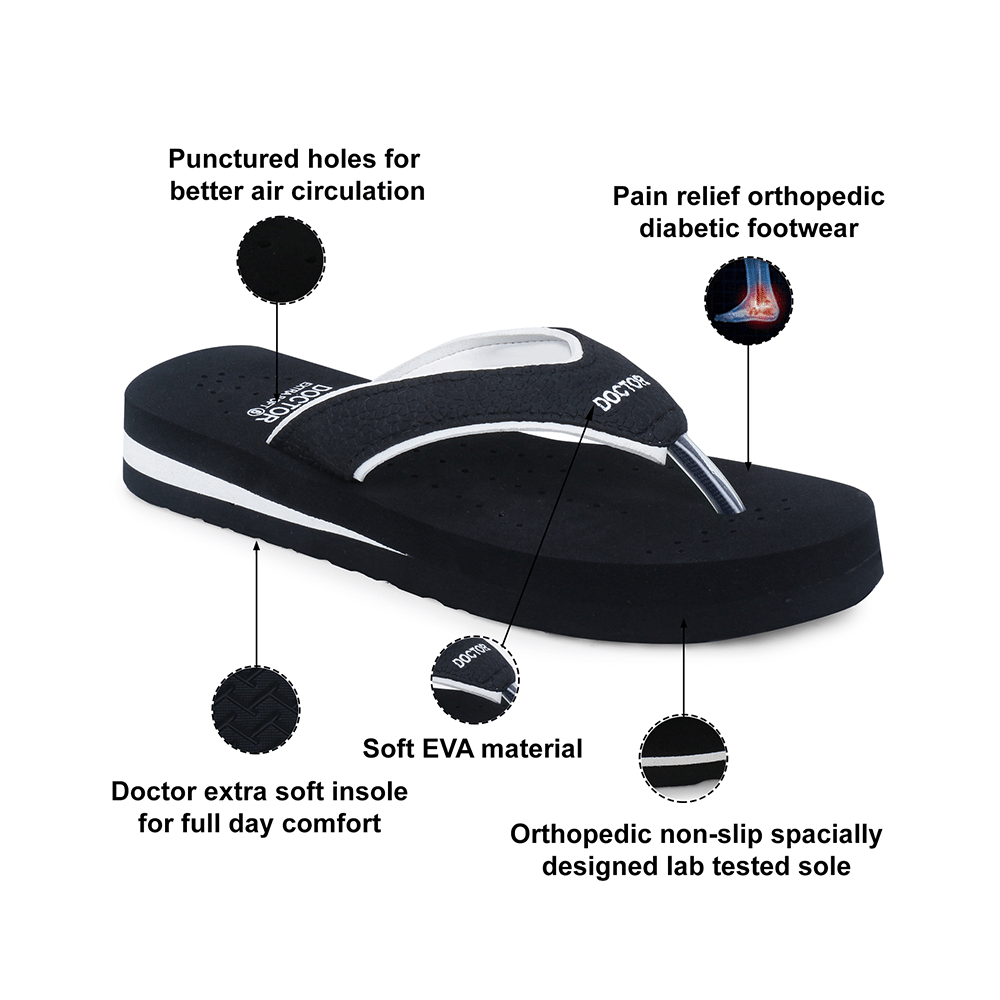 Doctor Extra Soft Ortho Care Orthopaedic Diabetic Pregnancy Comfort Flat Flipflops Slippers For Women 10 UK BK White - Image 3