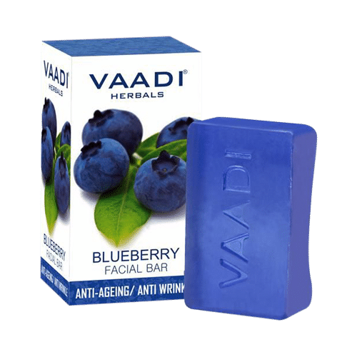 Vaadi Herbals Super Value Pack of 6 Blueberry Facial Bars with Extract of Mint (25gm Each) - Image 1