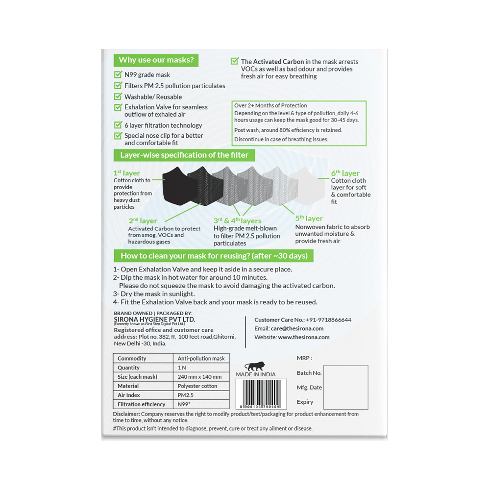 Bodyguard Anti Pollution Mask with Activated Carbon, N99 + PM2.5 (Kids) - Image 2