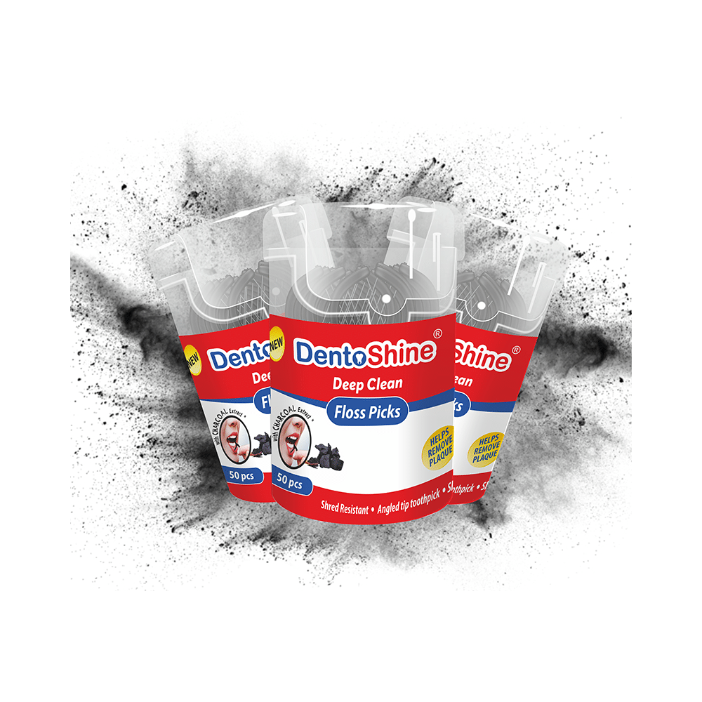 DentoShine Deep Clean Floss Picks (50 Each) with Charcoal Extract - Image 6
