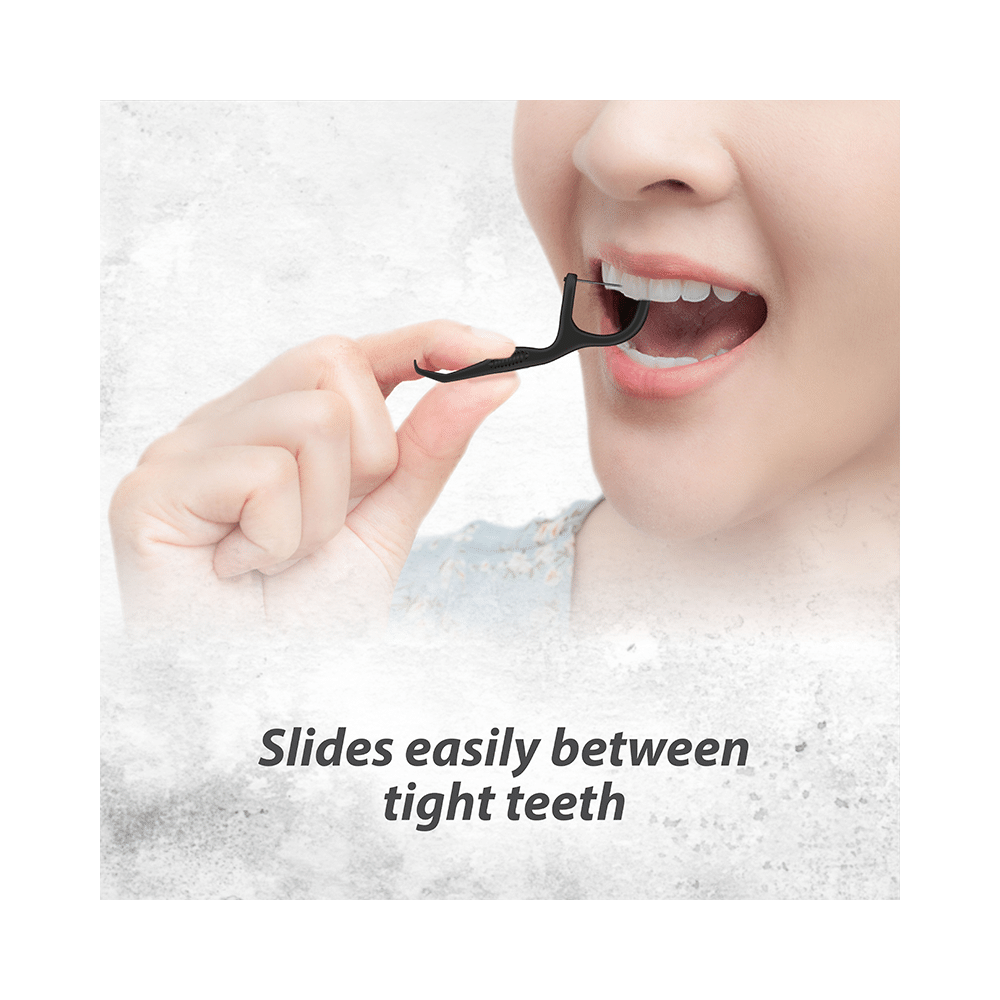DentoShine Deep Clean Floss Picks (50 Each) with Charcoal Extract - Image 3