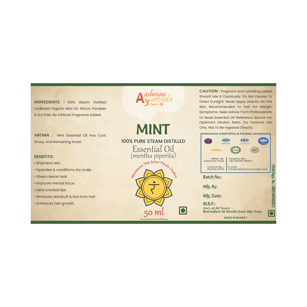 Aashman Ayurveda 100% Pure Steam Distilled Essential Oil Mint - Image 6