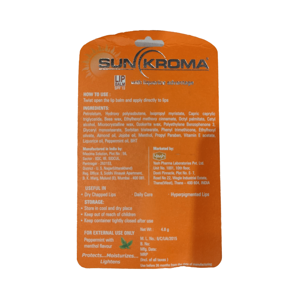Sunkroma SPF 15 Lip Balm with Liquorice | For Dy & Chapped Lips - Image 2
