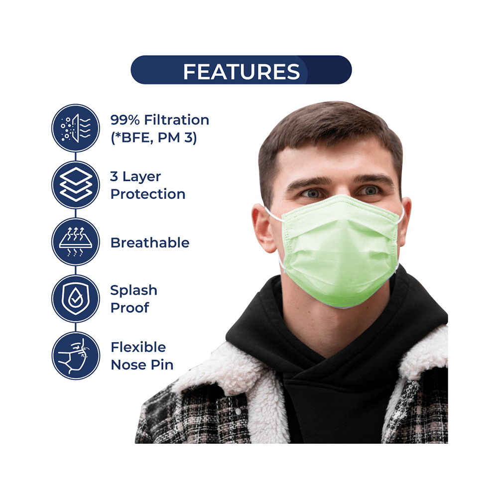 E-Tex Kawach 99% Filtration 3 Ply Disposable Face Mask Free Size Multicolor - Image 7