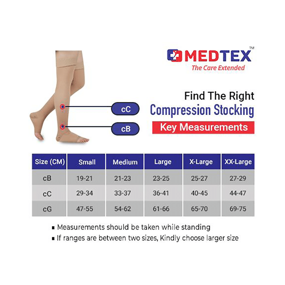 Medtex Thigh Length Anti Embolism DVT Stocking XL Beige - Image 2