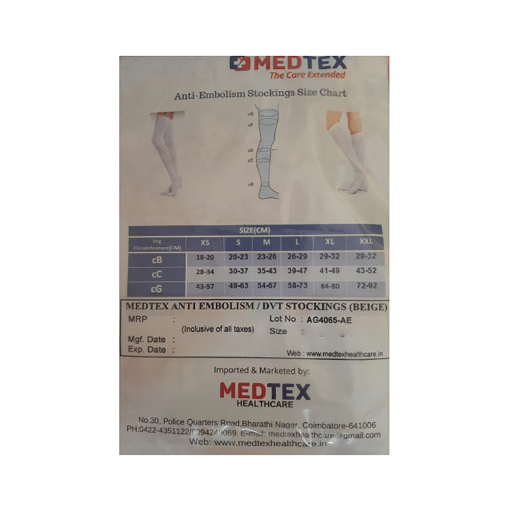 Medtex Thigh Length Anti Embolism DVT Stocking XL Beige - Image 3