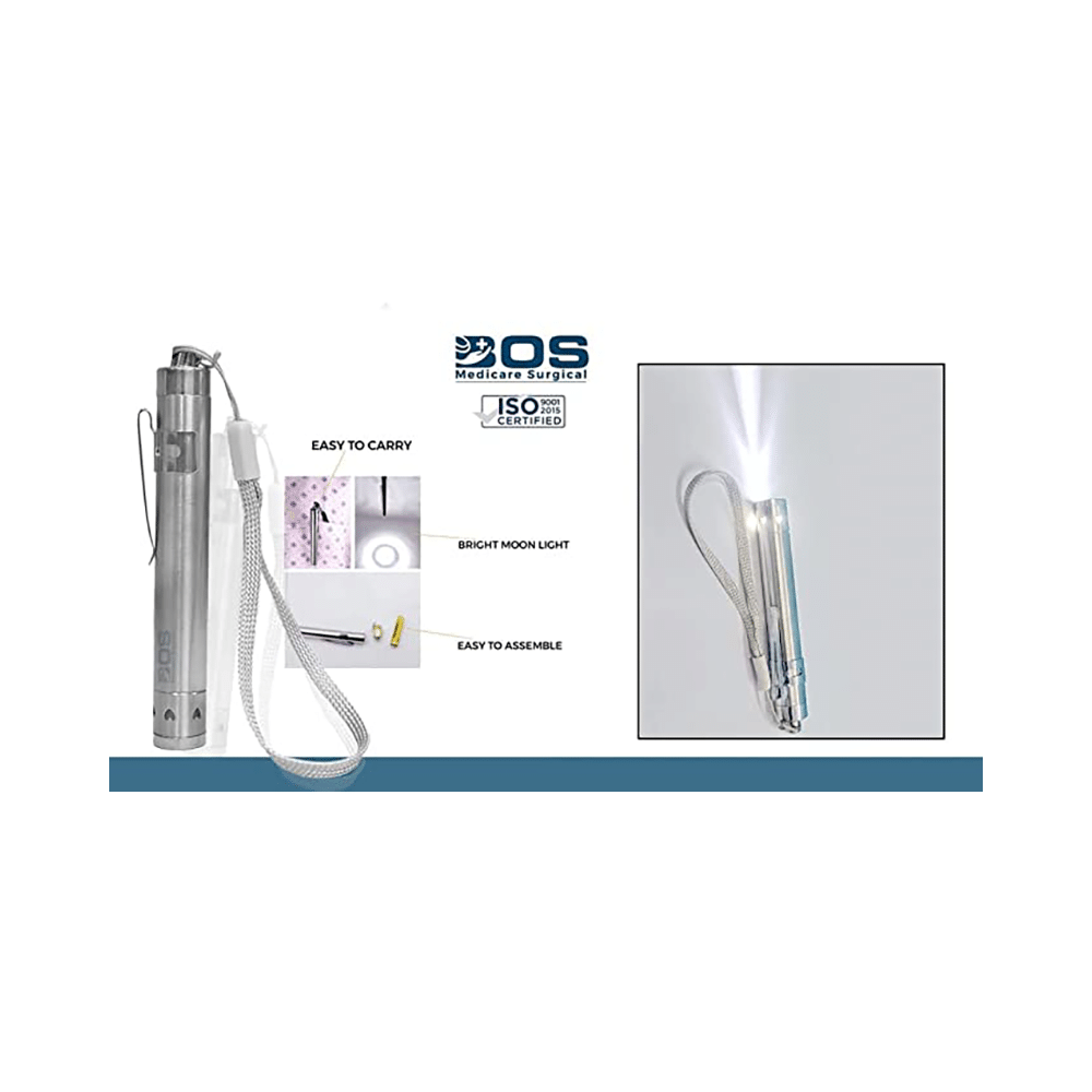 Bos Medicare Surgical Premium Bright Torch LED Flashlight Round Moon Shape with Keychain for Doctor, Medical Student and Clinic - Image 3