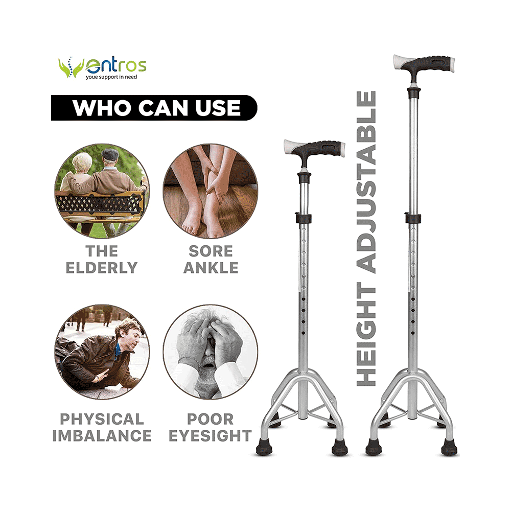 Entros KL946L Premium 4 Leg Straight Walking Stick with Support - Image 4