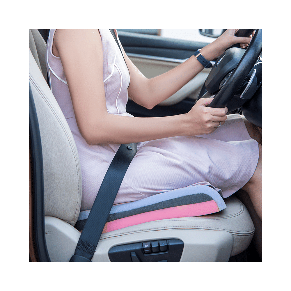 Fovera Car Seat Memory Foam Orthopedic U-Cut Out Wedge Cushion Medium Velour Grey - Image 2