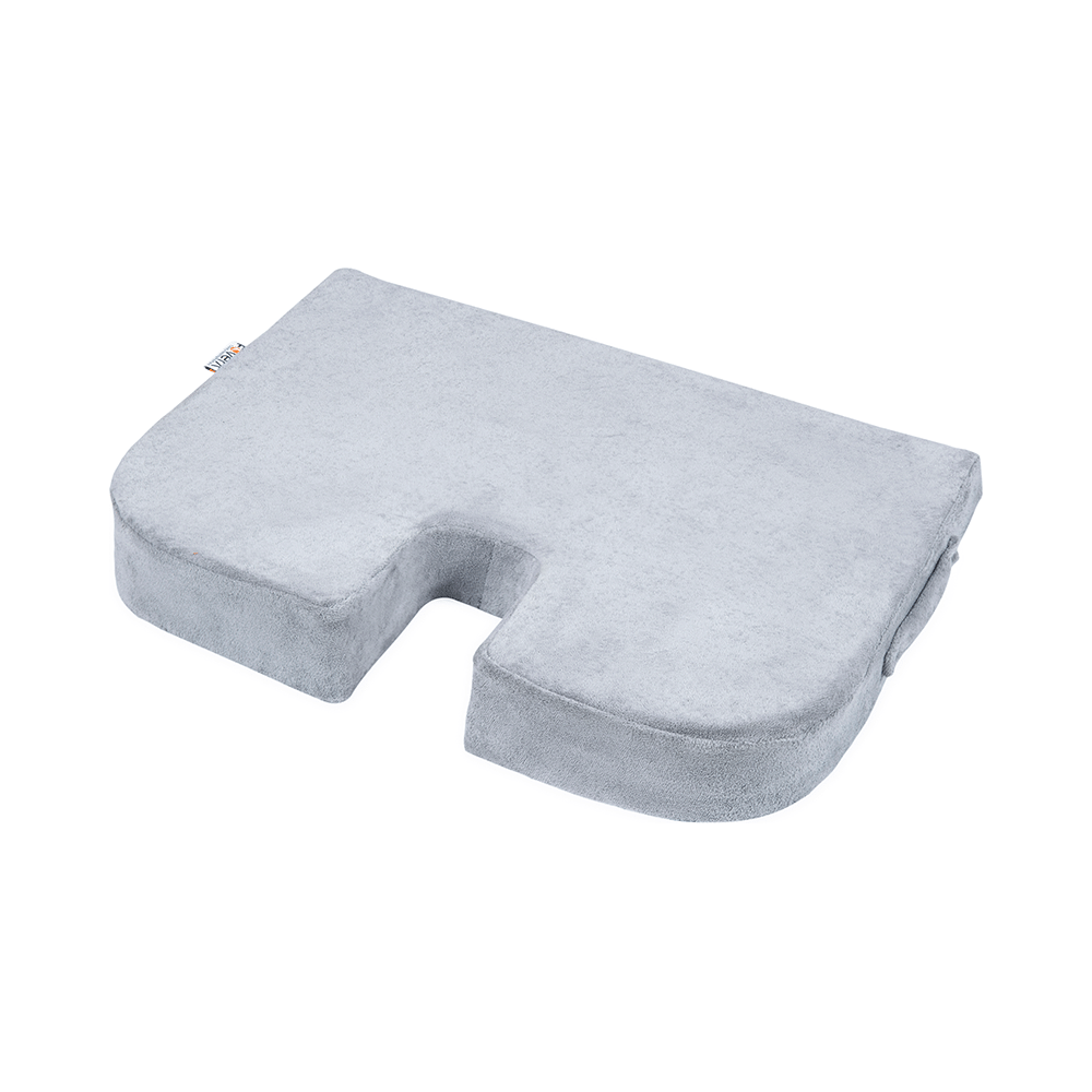 Fovera Car Seat Memory Foam Orthopedic U-Cut Out Wedge Cushion Medium Velour Grey
