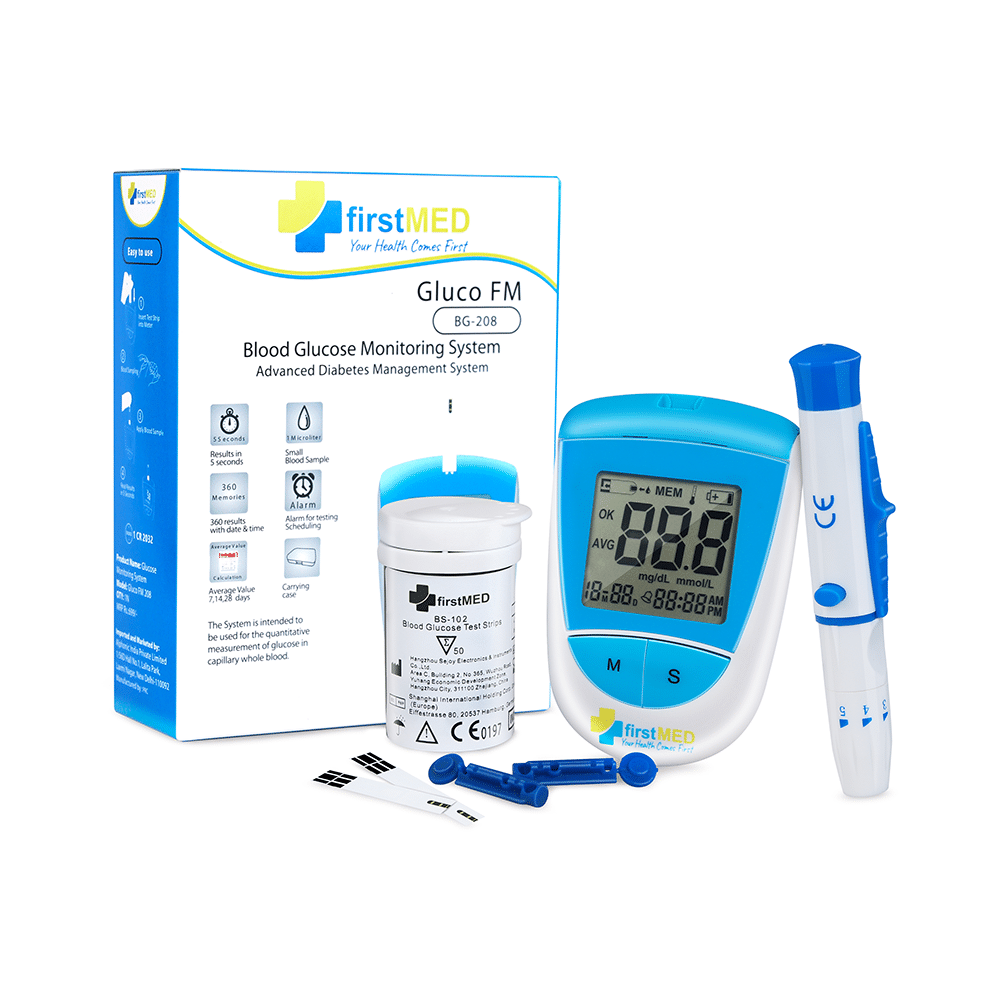 Firstmed BG-208 Sugar Testing Glucometer with 50 Strips & 50 Lancets
