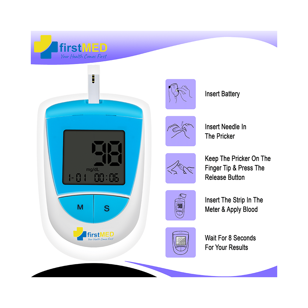 Firstmed BG-208 Sugar Testing Glucometer with 50 Strips & 50 Lancets - Image 7