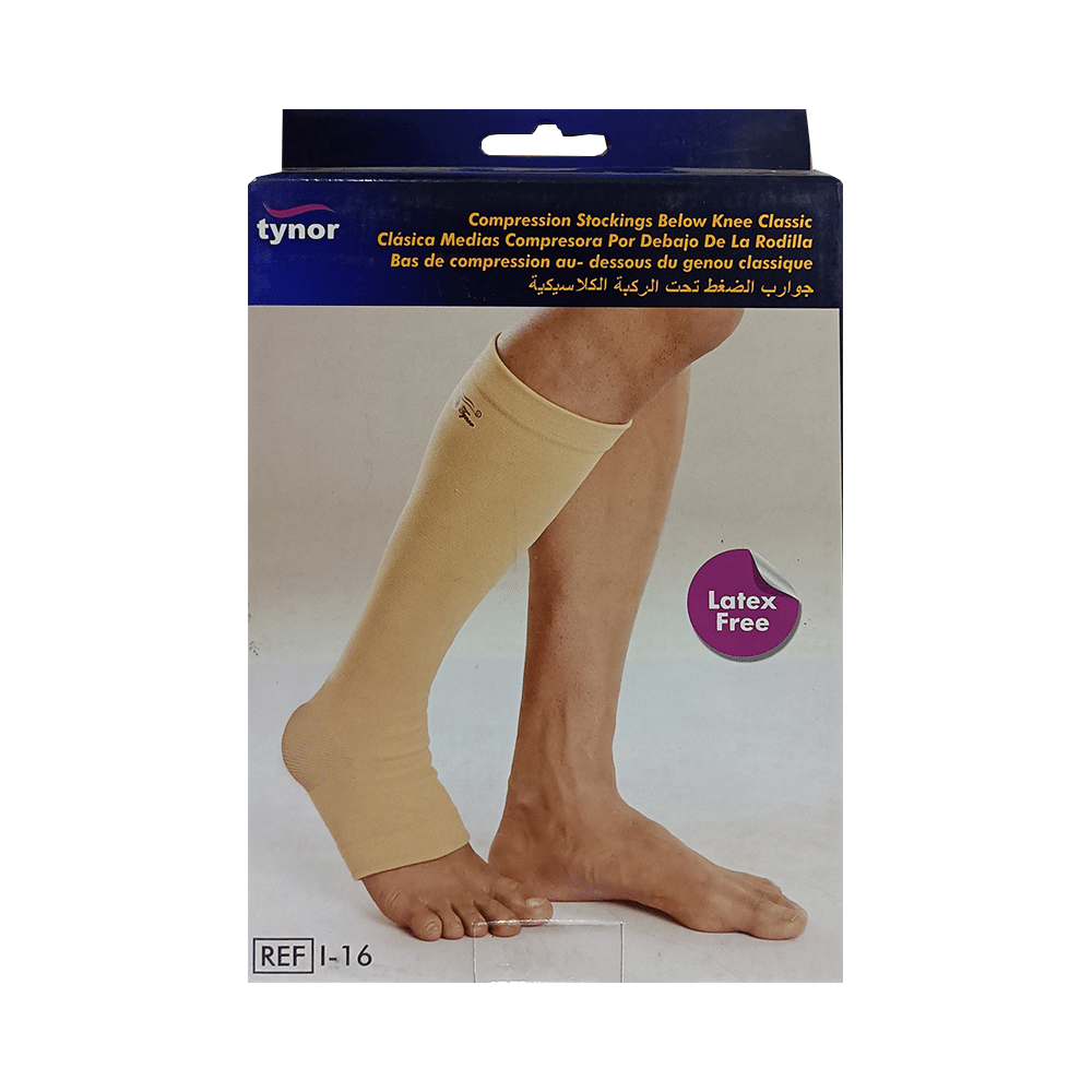 Tynor I 16 Compression Stocking Below Knee Open Toe Latex Powder Free Large - Image 1