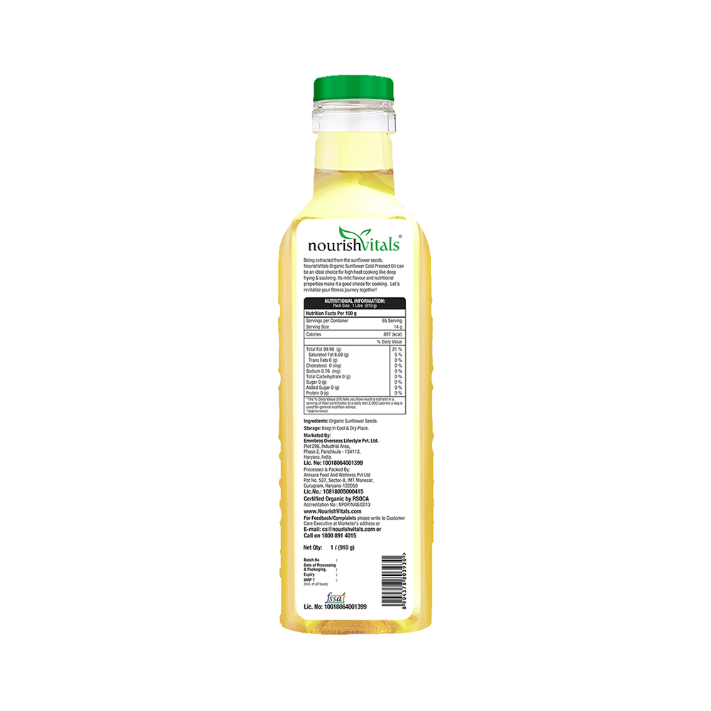 NourishVitals Organic Sunflower Cold Pressed Oil (1ltr Each) - Image 9