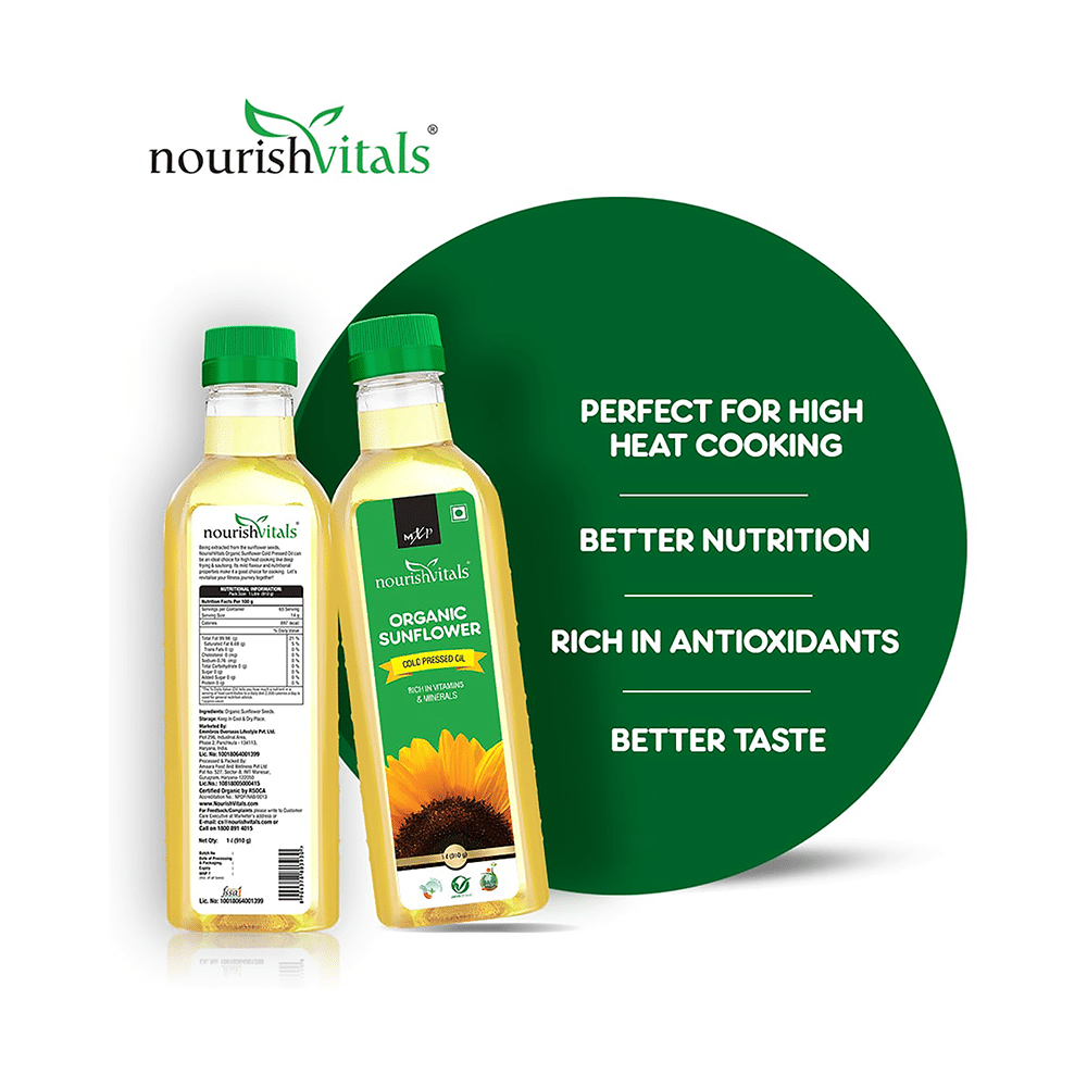 NourishVitals Organic Sunflower Cold Pressed Oil (1ltr Each) - Image 4