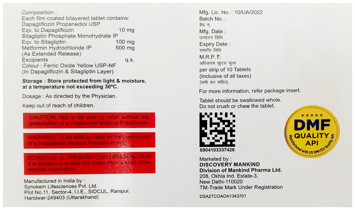 Sgltd-Trio 10mg/500mg/100mg Tablet - Image 2