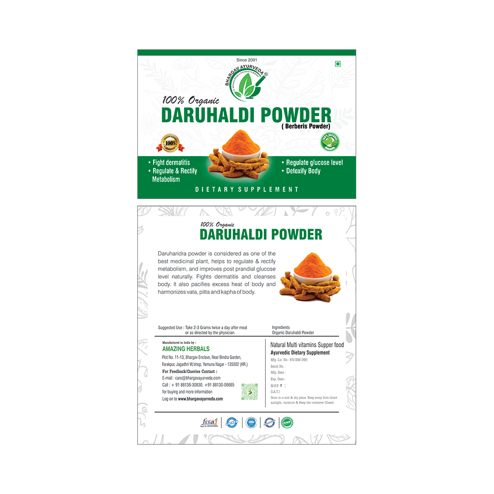 Dr.Bhargav’s Daruhaldi(Berberis) Powder (100gm Each) Pack - Image 3
