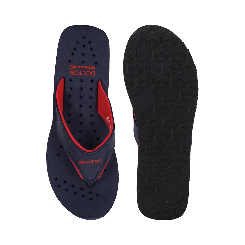 Doctor Extra Soft Ortho Care Orthopaedic Diabetic Pregnancy Comfort Flat Flipflops Slippers For Women Navy-Red 10 - Image 8