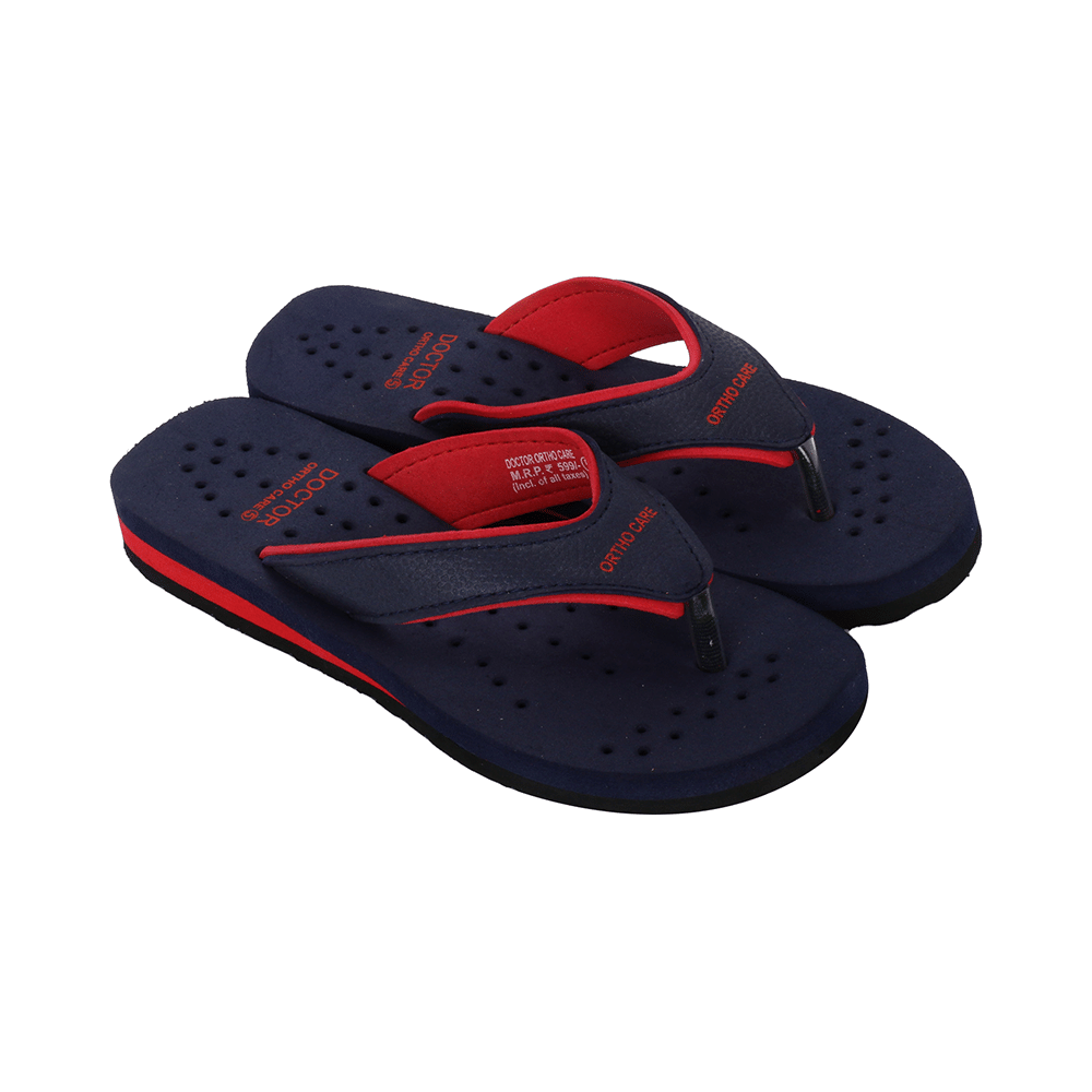 Doctor Extra Soft Ortho Care Orthopaedic Diabetic Pregnancy Comfort Flat Flipflops Slippers For Women Navy-Red 10 - Image 9