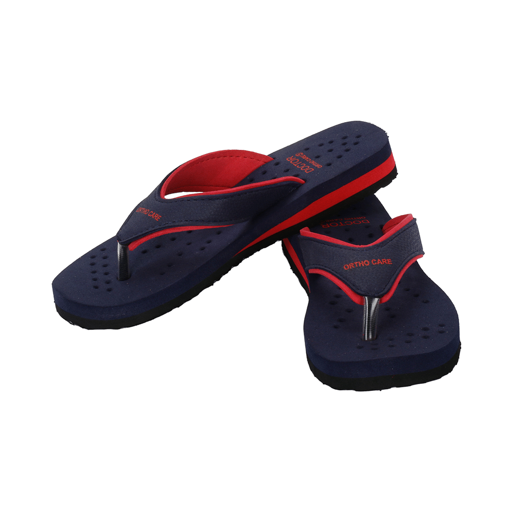 Doctor Extra Soft Ortho Care Orthopaedic Diabetic Pregnancy Comfort Flat Flipflops Slippers For Women Navy-Red 10 - Image 7
