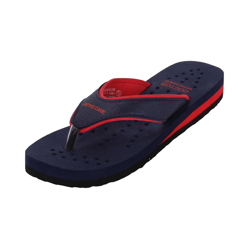 Doctor Extra Soft Ortho Care Orthopaedic Diabetic Pregnancy Comfort Flat Flipflops Slippers For Women Navy-Red 10 - Image 10