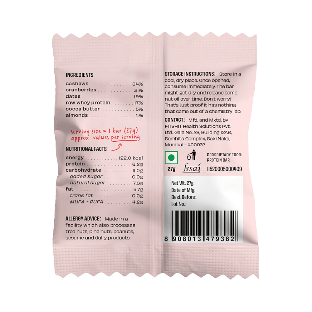 The Whole Truth Mini Protein Bar (27gm Each) | Flavour Cranberry - Image 3
