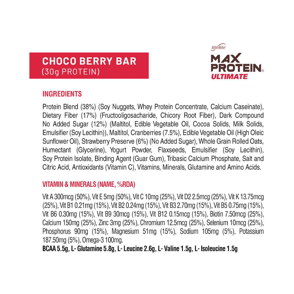 RiteBite Max Protein Ultimate Bar | Flavour Choco Berry - Image 3