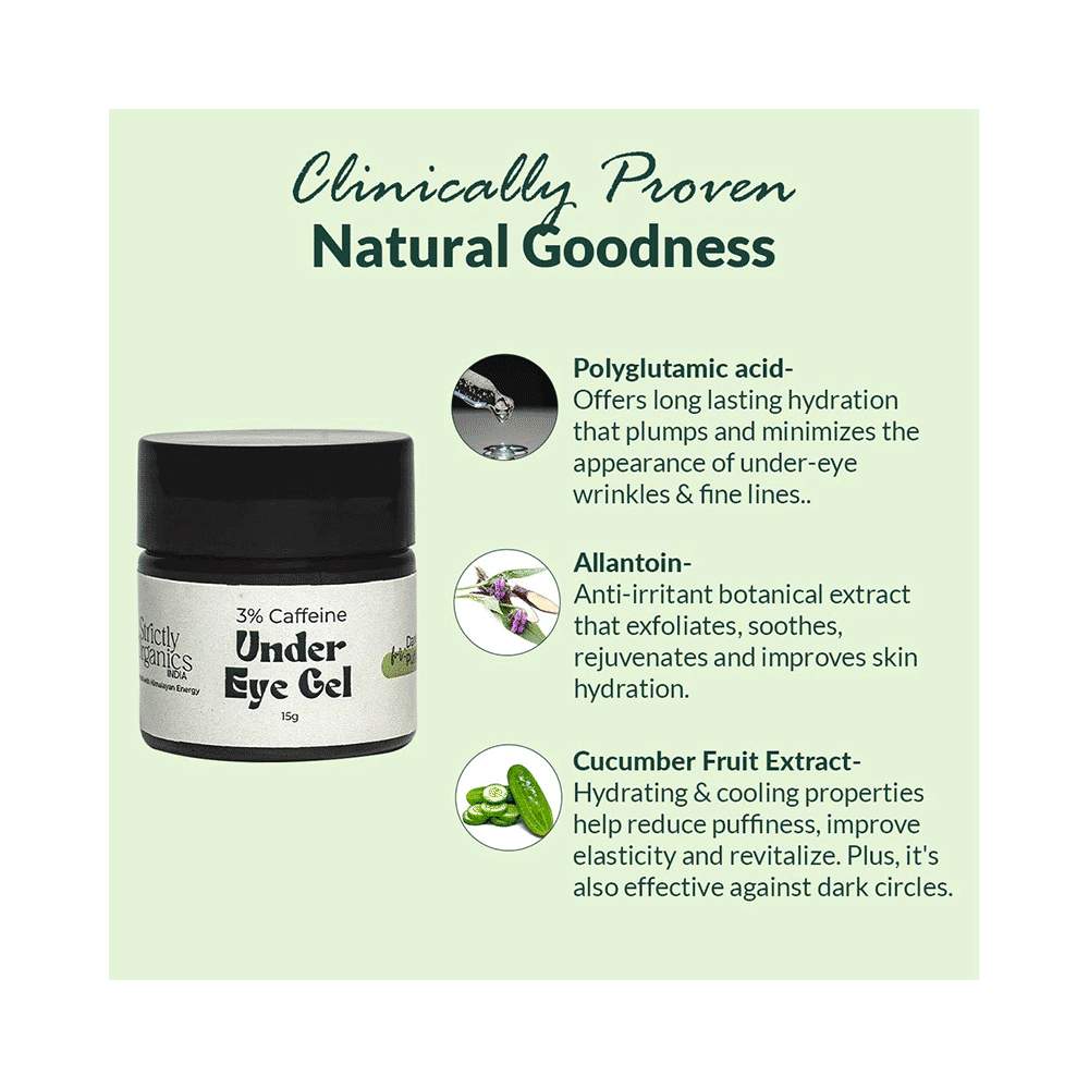 Strictly Organics India 3% Caffeine Under Eye Gel For Dark Circles & Puffiness With Niacinamide - Image 5
