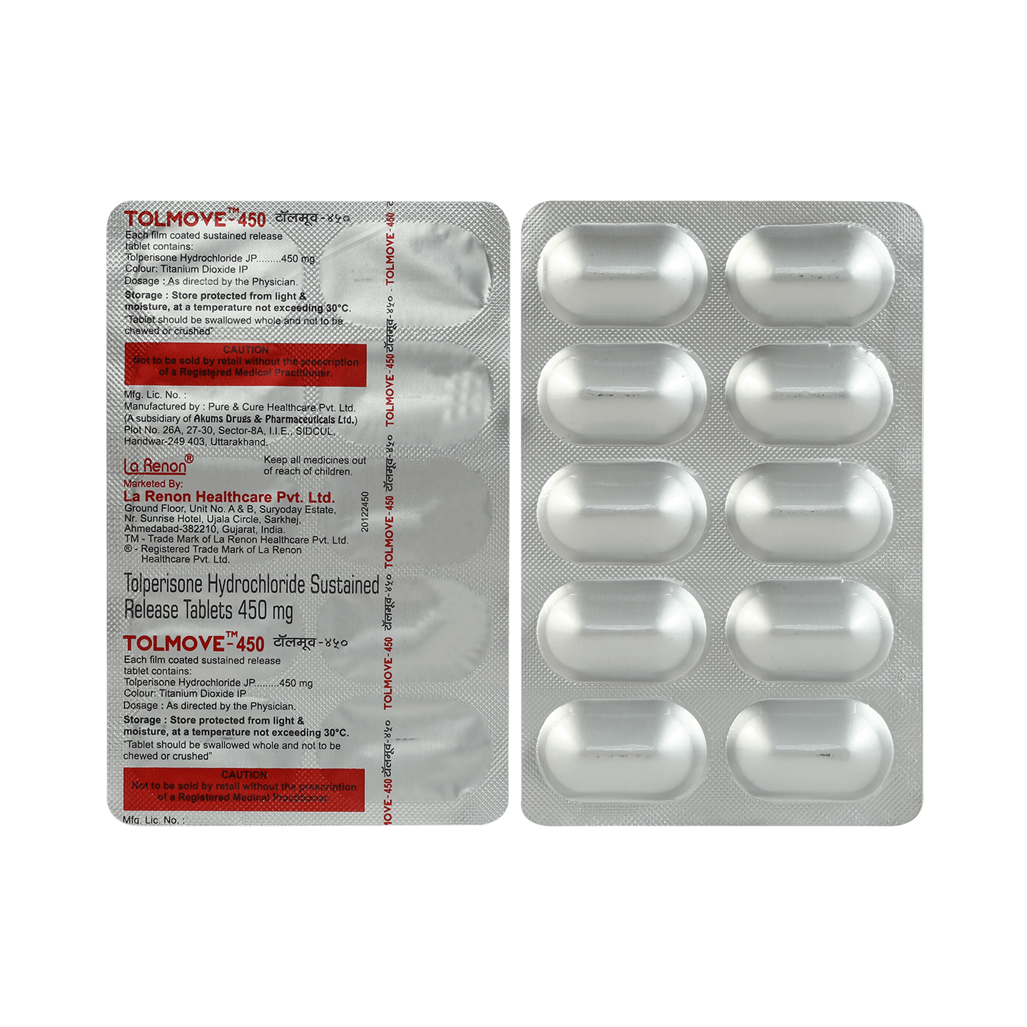 Tolmove 450mg Tablet SR - Image 1