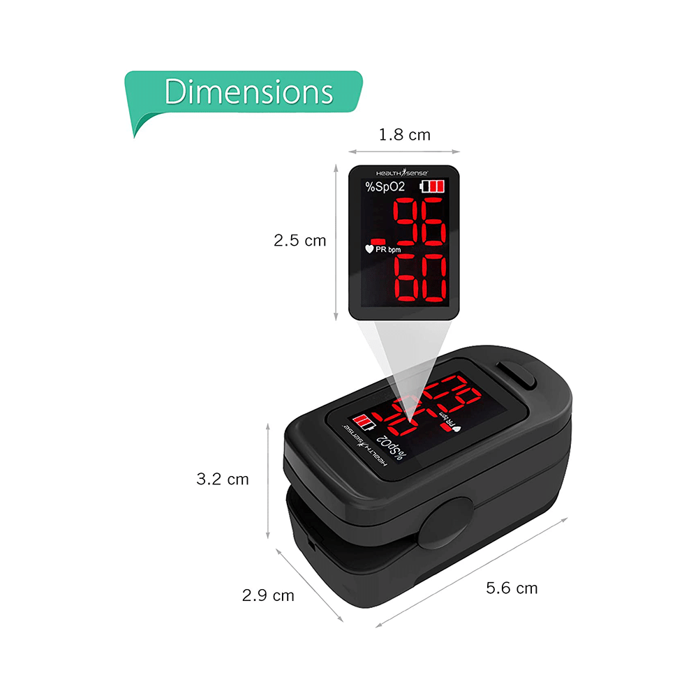 Health Sense FP 900 Accu Beat Fingertip Pulse Oximeter Black - Image 6