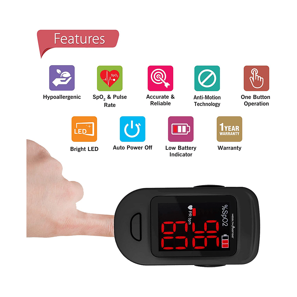 Health Sense FP 900 Accu Beat Fingertip Pulse Oximeter Black - Image 2