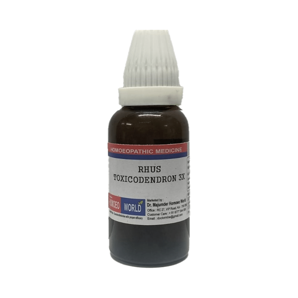 Dr. Majumder Homeo World Rhus Toxicodendron Dilution 3X (30ml Each) - Image 1