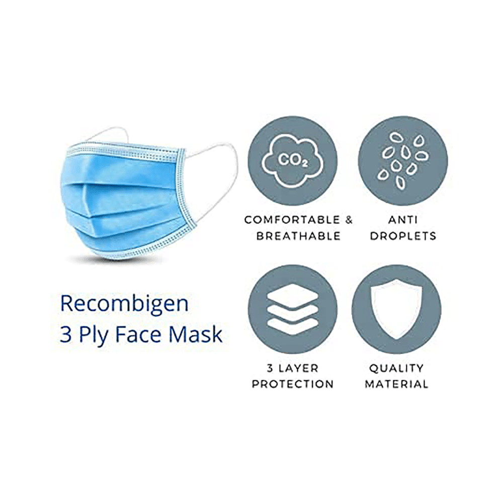 Clear & Sure 3 Ply Surgical Face Mask with Adjustable Nose Pin Blue - Image 4