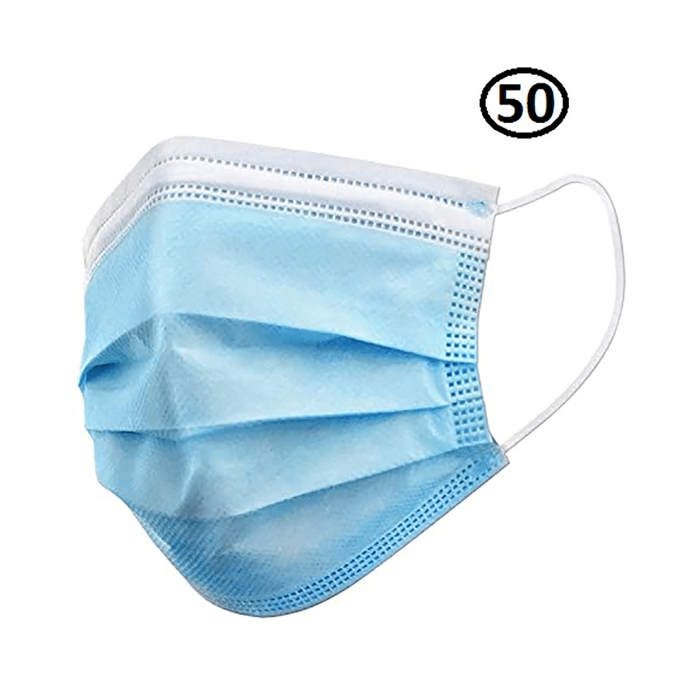 Clear & Sure 3 Ply Surgical Face Mask with Adjustable Nose Pin Blue