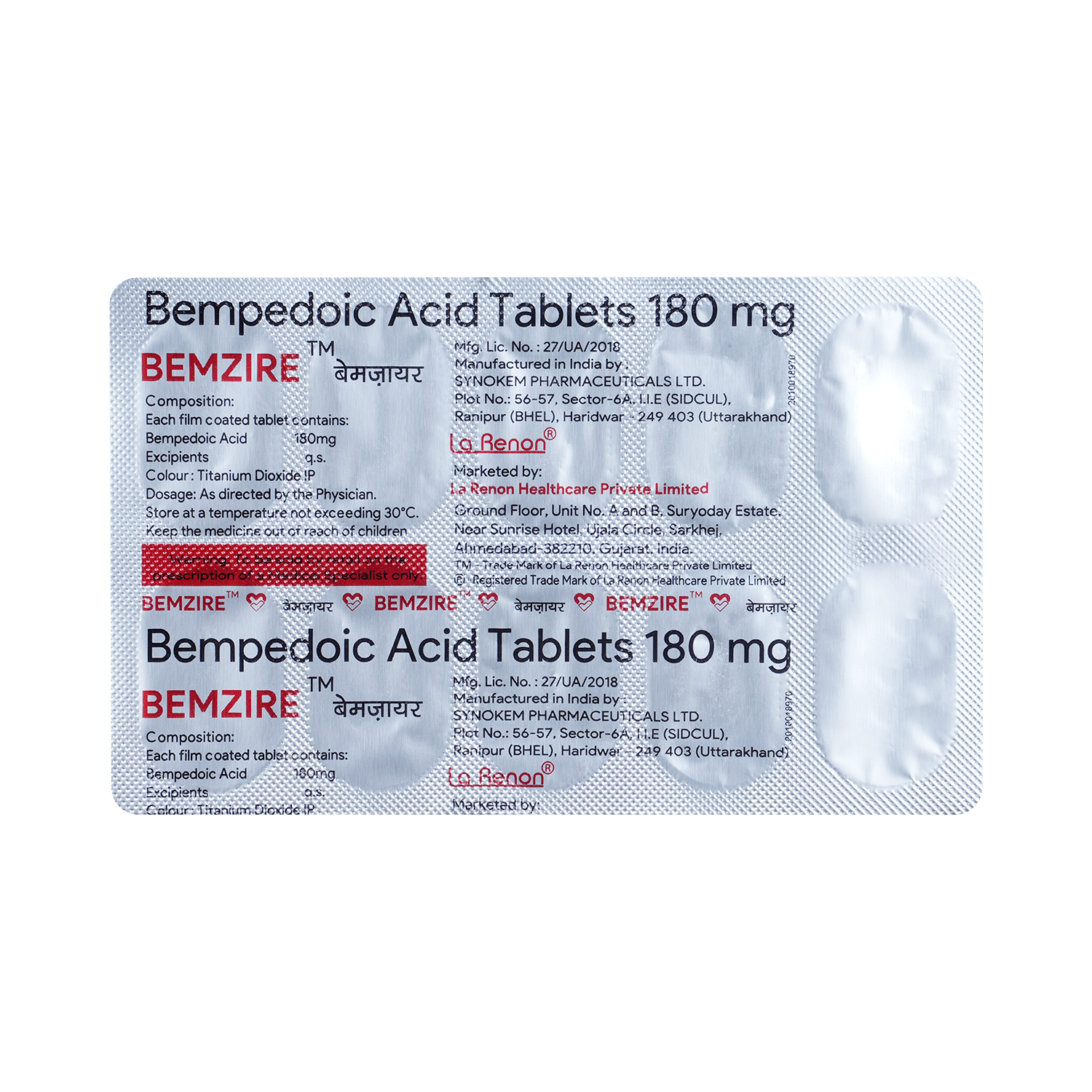 Bemzire 180mg Tablet - Image 3