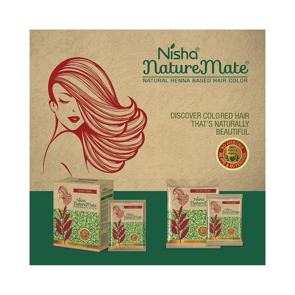 Nisha Nature Mate Hair Color (15gm Each) Natural Brown - Image 4