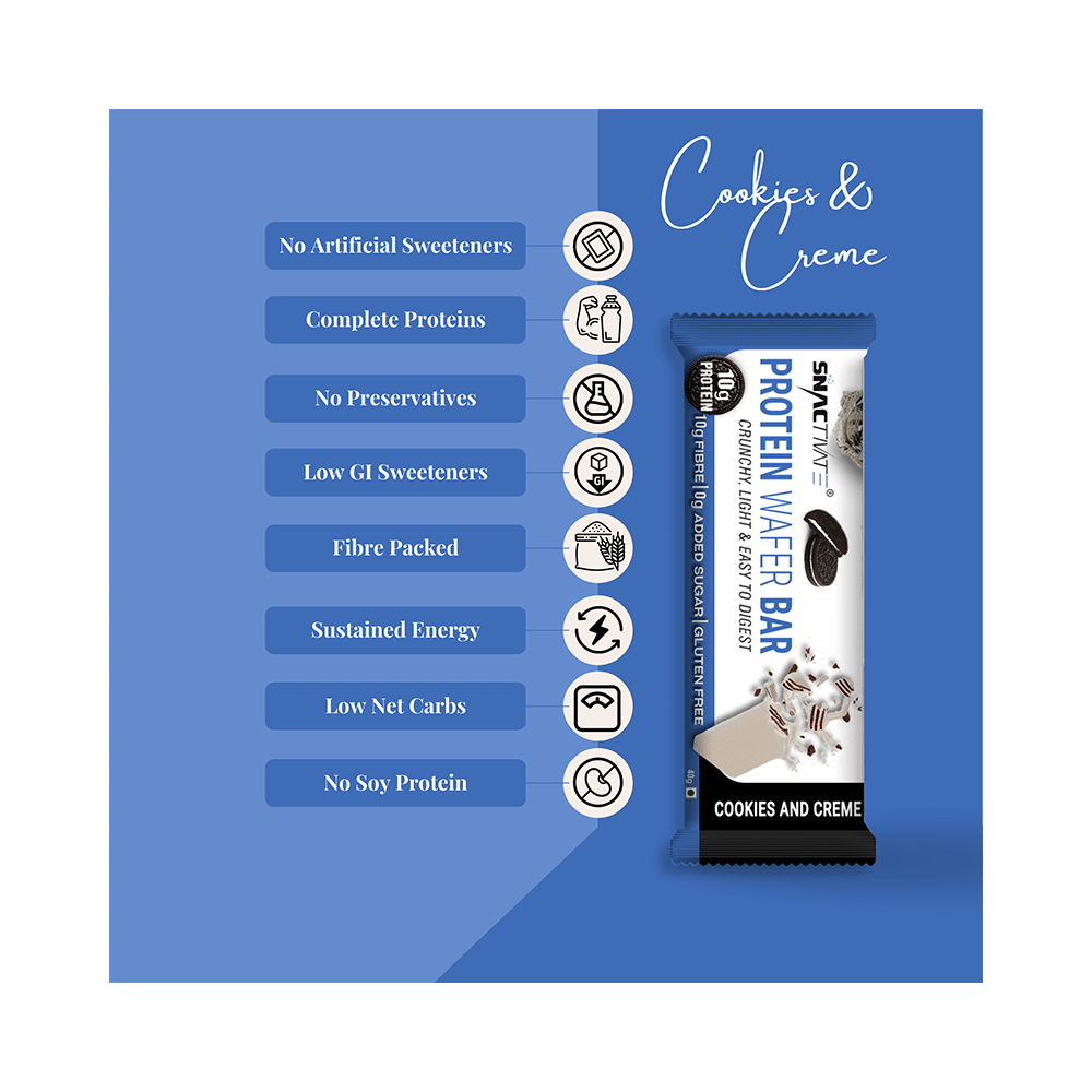 Snactivate Protein Wafer Bar (40gm Each) Cookies & Cream - Image 4