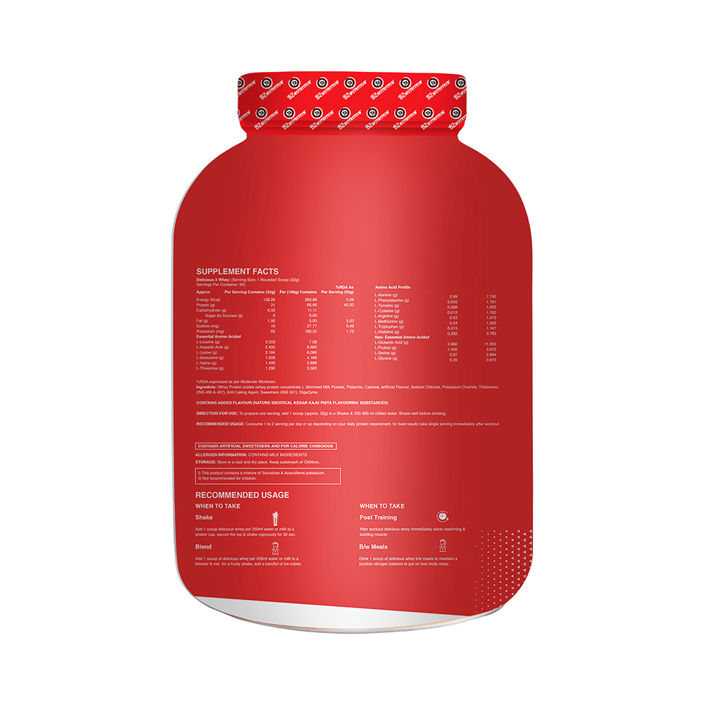 B2 Nutrition Delicious 3 Whey Protein Powder (2kg Each) Kesar Kaju Pista - Image 2